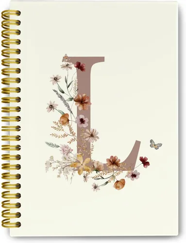 Vista 17 de Cuadernos de diario personalizados con letra inicial floral A, cuadernos vintage femeninos de tapa dura en espiral para la escuela, regalos
