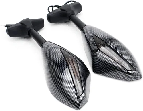 Vista 9 de Yibid Espejos laterales integrados para motocicleta con luz intermitente LED compatibles con Kawaski ZRX 1200S, ZZR1200, ZX-6R, 636, 6RR 1998-2006