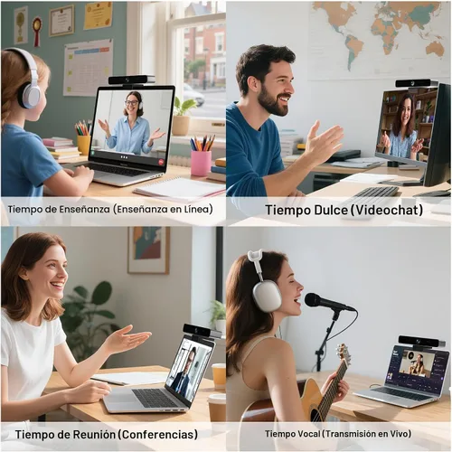 Vista 8 de Horion Cámara de conferencia 4K con micrófono, cámara de encuadre automático para PC, zoom EPTZ 10X, Plug & Play USB 3.0, video con doble micrófono