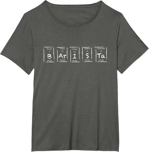 Vista 47 de Barista Espresso Latte Cappuccino Coffee Periodic Table T-Shirt Asphalt Grey