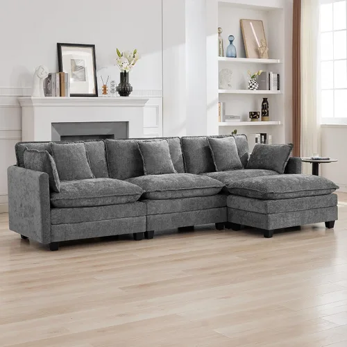 Vista 42 de Sofá modular en forma de nube de 113 pulgadas, sofás de asiento profundo de gran tamaño para sala de estar, sofá modular tapizado de chenilla