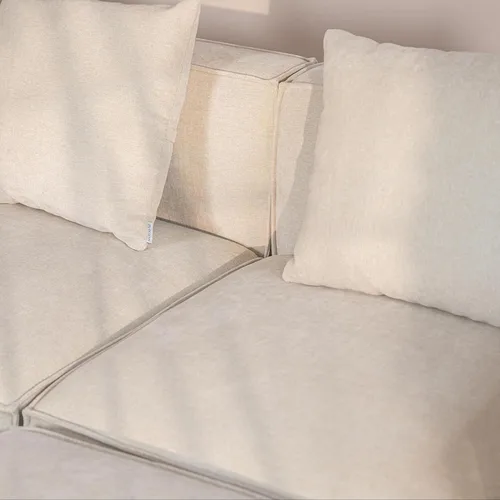 Vista 8 de Acanva Juego de Sofá Seccional Modular de Lujo para Sala de Estar, Sofá de Estilo Moderno Minimalista con Otomana y Chaise, Forma de U, Crema