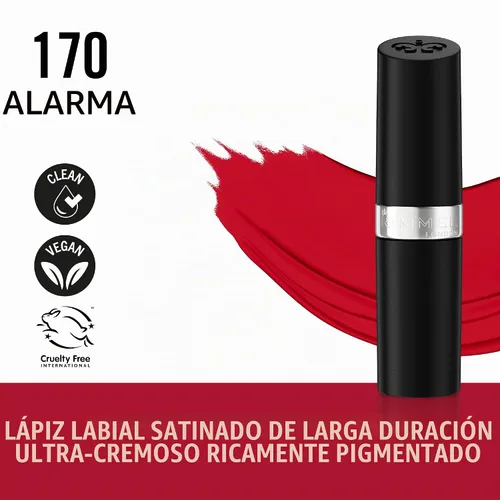 Vista 6 de Rimmel London Balas de Acabado Duradero (Satén) - 170 Alarm 170 Alarma