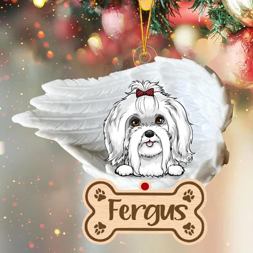 Vista 55 de Adorno de perro afgano de 1 ángel, adorno acrílico 2D personalizado conmemorativo para perros, regalo por pérdida de mascotas, regalo