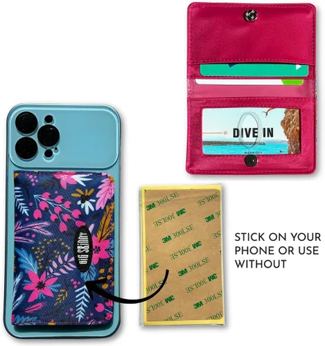 Vista 2 de Big Skinny Funda para tarjetas de teléfono con bloqueo RFID con cierre magnético, Floraberry