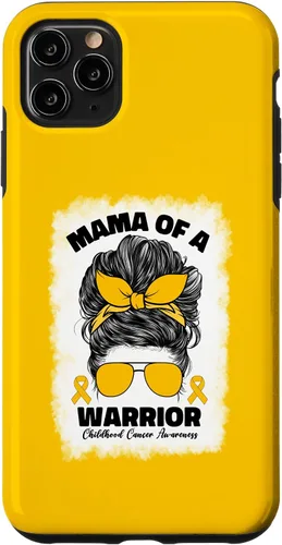 Vista 13 de Mama of A Warrior Messy Bun Mom Childhood Cancer Awareness Case for iPhone 17