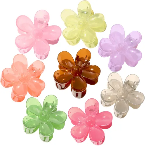Vista 11 de Pinzas para el cabello de flores, 8 unidades, pinzas grandes para mujeres y niñas, cabello grueso y delgado, agarre fuerte, antideslizante, gran