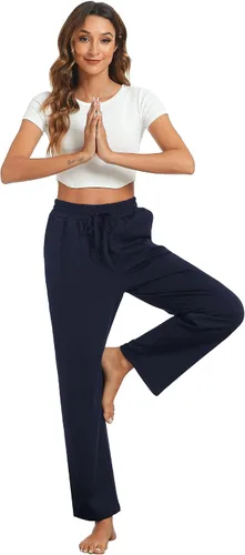 Vista 4 de DIBAOLONG Pantalones deportivos para mujer, holgados, cómodos, informales, de pierna ancha, con cordón, cintura alta, pantalones de pijama