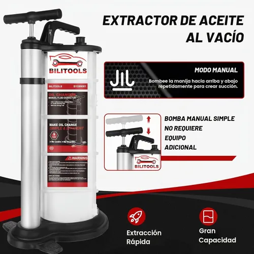 Vista 3 de BILITOOLS 9L Bomba extractora de aceite neumática/manual para cambio de aceite de motor
