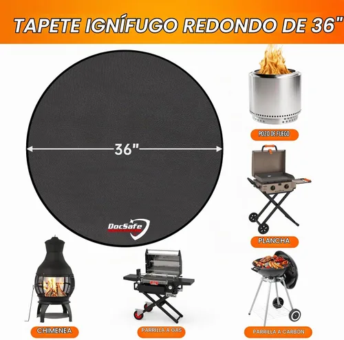 Vista 4 de DocSafe Alfombrilla para hoguera de 36 pulgadas para estufa individual, 4 capas de doble cara ignífuga debajo de la parrilla protector para terraza