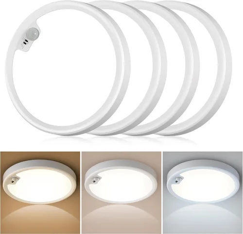 Vista 11 de Luces de armario recargables con sensor de movimiento, luz de techo a batería, luz inalámbrica con sensor de movimiento para interiores, luz