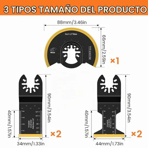 Vista 2 de JTWEB Hoja de herramienta oscilante de titanio, 5 hojas de sierra oscilantes para corte de metal, kit de cuchillas multiherramienta de madera