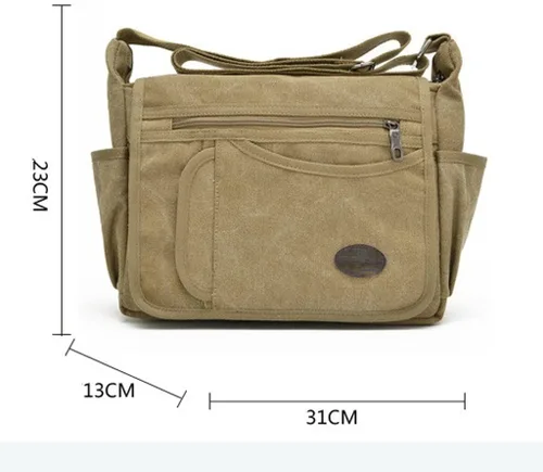 Vista 2 de CZDYUF - Bolso de mensajero de lona para hombre, para actividades al aire libre, múltiples bolsillos, bolsa de hombro cruzada, bolsa de viaje