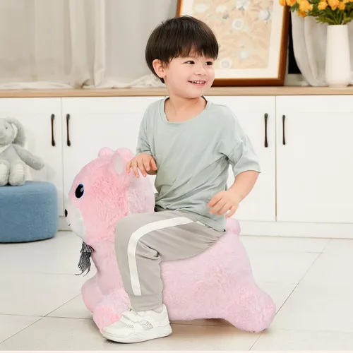 Vista 6 de INPANY Juguetes de Caballo Saltarín de Oso, Animal de Peluche Saltarín para Niñas Pequeñas, Compañeros de Rebote Inflables para Bebés, Saltador