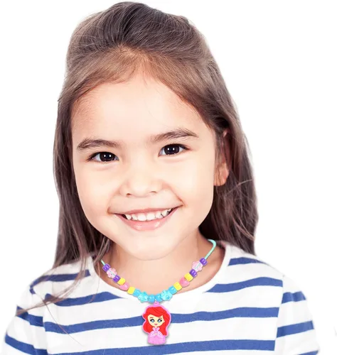 Vista 6 de Estuche de actividades para collar de princesa de Disney, kit de fabricación de joyas con cuentas, dijes y cuerdas, crea collares de princesa