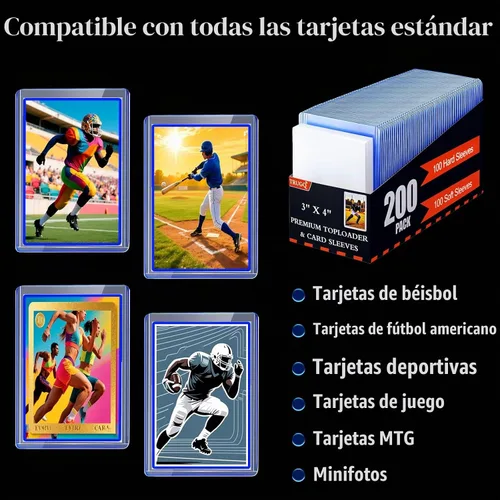 Vista 5 de 400 Fundas para Tarjetas con Carga Superior, Protectores de Tarjetas de Béisbol de 7.62 cm x 10.16 cm, Porta Tarjetas Duro de Plástico Premium