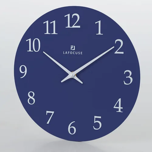 Vista 5 de Lafocuse Reloj de pared de madera azul marino de 12 pulgadas, funciona con pilas, simple y minimalista reloj de pared de cocina silencioso