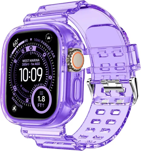 Vista 71 de DABAOZA - Correa transparente compatible con Apple Watch de 1.772 in y 1.732 in, con purpurina transparente Women Men,Glitter Bling TPU