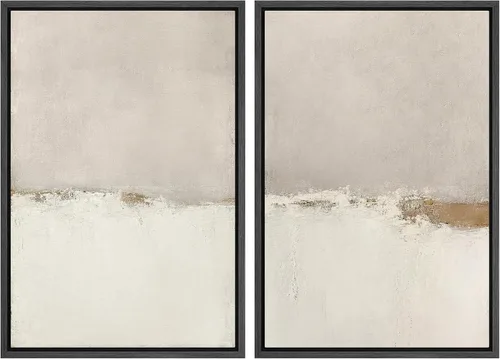 Vista 81 de SIGNWIN Lienzo enmarcado para pared, ilustraciones abstractas texturizadas en tonos beige terrosos, arte moderno, decorativo, contemporáneo