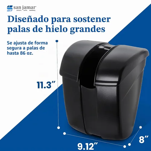 Vista 4 de San Jamar Saf-T-Ice Caddy de Plástico para Cucharones, 86 oz, Negro