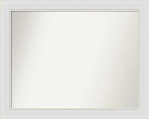 Vista 162 de Amanti Art Espejo de baño blanco para sobre el fregadero, 24 x 26 pulgadas, espejo rectangular blanco y blanco, marco de madera contemporáneo