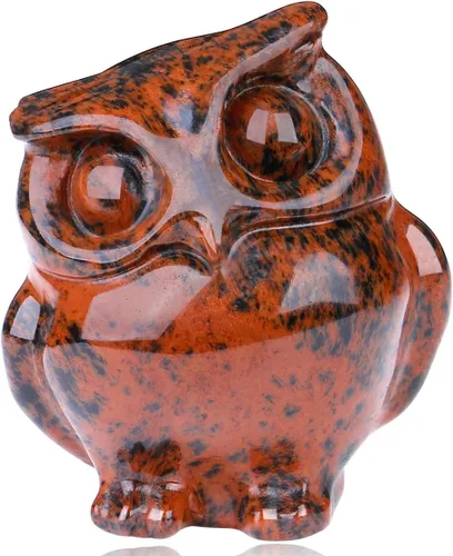 Vista 20 de QINJIEJIE Estatuas de Búho de Amatista de 2 Pulgadas, Figuras de Búhos Decorativas, Cristales de Piedra Tallados, Estatuas de Búhos de Gemas