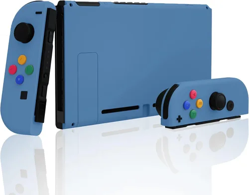 Vista 3 de eXtremeRate Soft Touch Grip Backplate for Nintendo Switch Console, NS Joycon Handheld Controller Housing with Colorful Buttons, DIY Replacement
