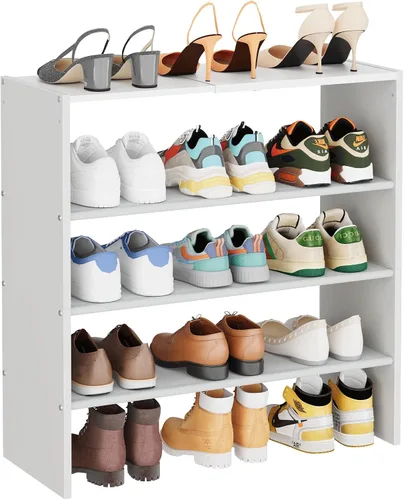 Vista 14 de X-cosrack - Organizador de zapatero de 2 niveles para armario, zapatero blanco expandible y ajustable, estantes de almacenamiento de zapatos