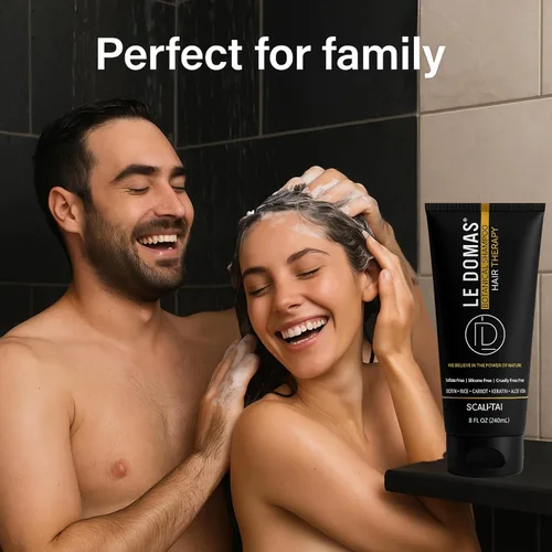 Vista 7 de Le Modas Champú botánico para el crecimiento del cabello, champú natural sin sulfato con aloe vera y arroz, anticaspa y apoyo contra la pérdida