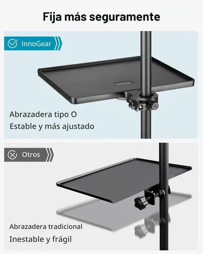 Vista 3 de InnoGear Bandeja de soporte de micrófono con clip en la bandeja de soporte
