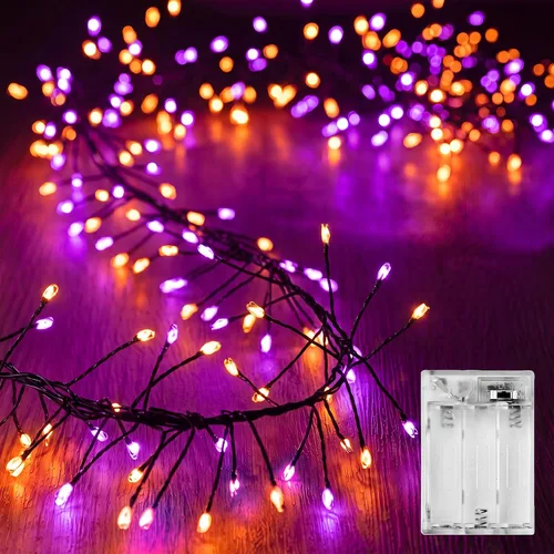 Vista 9 de Luces de Hadas a Batería, 10 Pies 120 LEDs Luces de Cadena Tipo Petardo Impermeables Cable Plateado Luces Estrelladas de Luciérnaga para Bricolaje