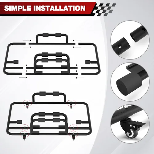 Vista 7 de Estante de almacenamiento para Jeep – Elevador de almacenamiento móvil para Jeep con ruedas de freno deslizantes, portaequipajes de techo duro
