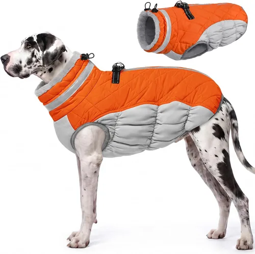 Vista 51 de AOFITEE Abrigo para perro, chaquetas cálidas para perros pequeños, abrigo de invierno para perros con arnés integrado, chaqueta de invierno