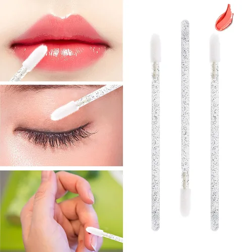 Vista 5 de 200 cepillos de labios y carrete de cejas, aplicador de lápiz labial desechable de cristal, varitas de rímel, kits de herramientas de belleza