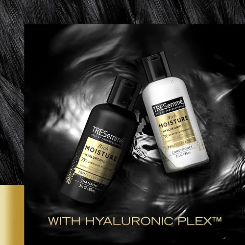 Vista 4 de TRESemmé Acondicionador rico en humedad, ceramida + ácido hialurónico, acondicionador de tamaño de viaje para cabello dañado, acondicionador