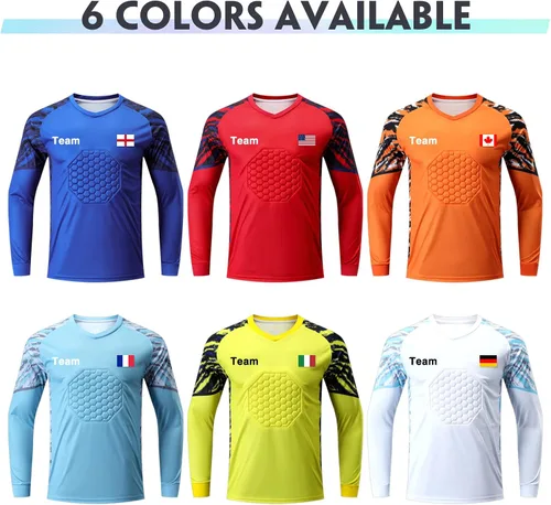 Vista 5 de Camisetas de portero personalizadas para jóvenes, hombres y niñas con nombre y número de equipo, logotipo de equipo personalizado para niños