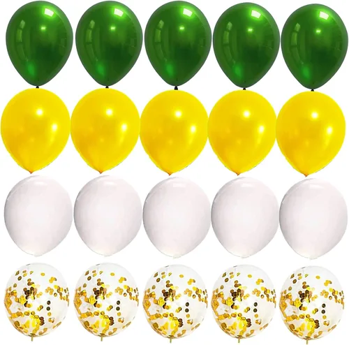 Vista 5 de Decoraciones de fiesta de graduación verde amarillo 2026/decoraciones de graduación verde amarillo / globos verdes dorados de 20 piezas