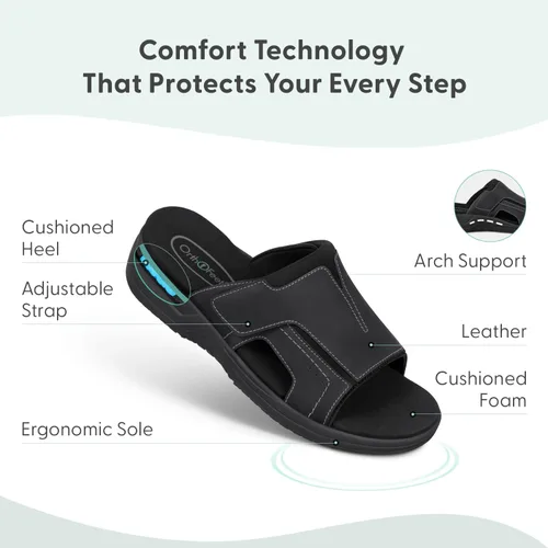 Vista 4 de Orthofeet Sandalias ortopédicas de cuero Sarasota Slide para hombre