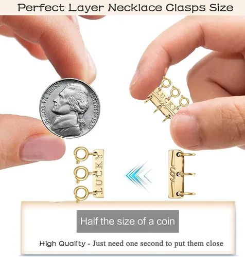 Vista 3 de kcctoo Collar con cierre de capas para mujer, separadores de joyería de oro de 18 quilates y plata, cierre magnético de collar múltiple para mujer