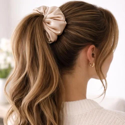 Vista 2 de XL Satin Scrunchie for Thick Hair – Oversized Hair Scrunchy for Ponytail Bun or Sleeping – Frizz Free Satin Hair Tie for Women and Girls