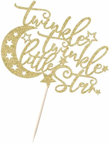 Vista 5 de Decoración para tartas Twinkle Little Star, bonita decoración temática de estrellas y luna, ideal para baby showers, decoraciones de fiesta