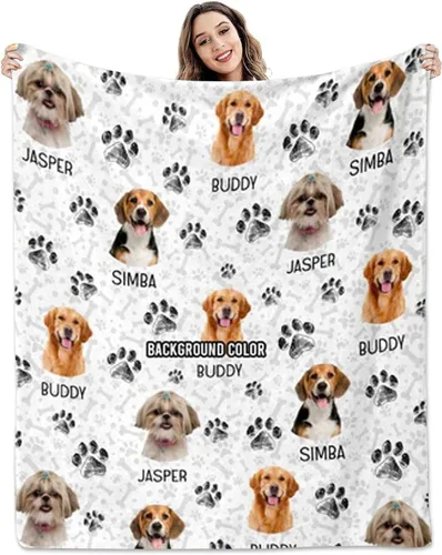 Vista 5 de Pamaheart Sube tu manta de fotos para perro, gato, mascota con foto personalizada, manta de perro y gato, manta de fotos, manta de Navidad de perro