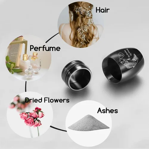 Vista 5 de Hermosas urnas para cenizas hermanas, urnas pequeñas de cremación de 1.6 pulgadas de alto, urna de recuerdo hecha a mano para la familia, urnas