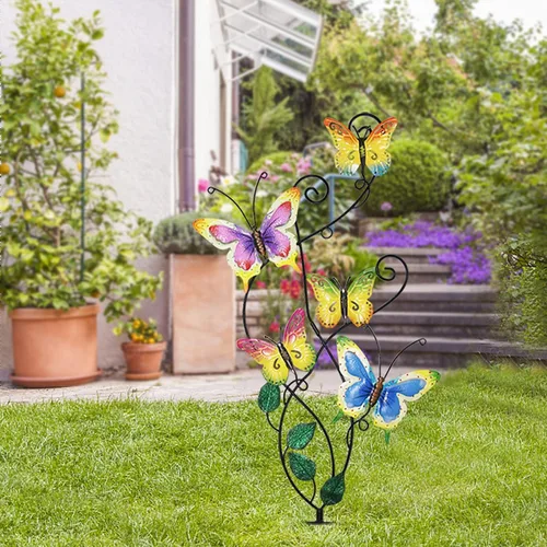 Vista 6 de Juegoal Decoración de estaca de jardín de mariposa de 28 pulgadas, decoración de arte de pared de metal, regalo ideal para el día de la madre