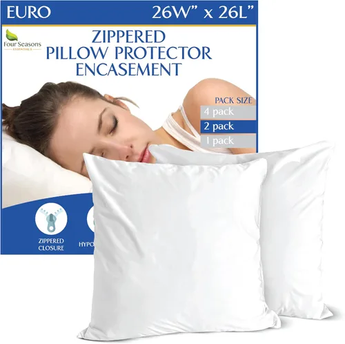 Vista 11 de Four Seasons Essentials Standard Pillow Protectors (Set of 2) – Zippered Waterproof Pillow Covers Hypoallergenic Dust Proof Pillowcase Encasement