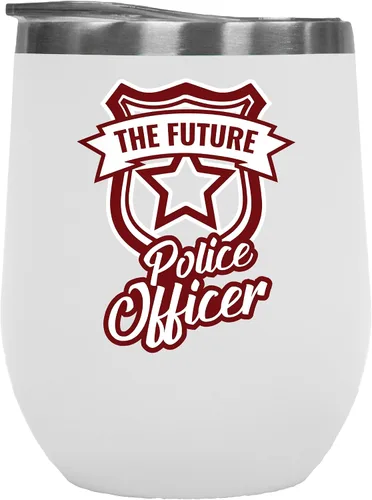 Vista 8 de Cool The Future Police Officer Badge Coffee & Tea Mug Cup or Cop Stuff - 12oz Wine Tumbler Black