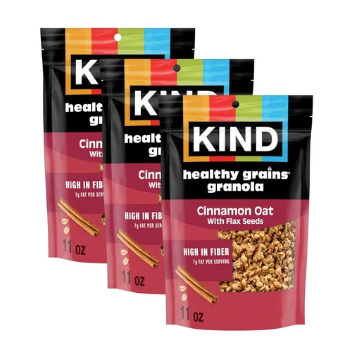 Vista 15 de KIND HEALTHY GRAINS Granola, snack saludable, granola de vainilla y arándanos con semillas de lino, mezcla de aperitivos, 3 unidades, 33 onzas