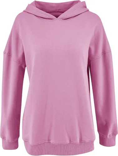Vista 4 de PRETTODAY Sudadera con capucha de gran tamaño para mujer, sudadera casual de manga larga, color liso, suelta