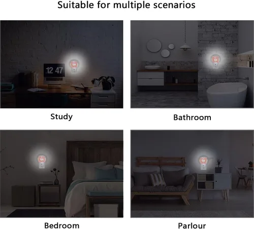 Vista 6 de Paquete de 2 lámparas LED de luz nocturna enchufables con impresión de princesa cisne con sensor de atardecer a amanecer para dormitorio, baño