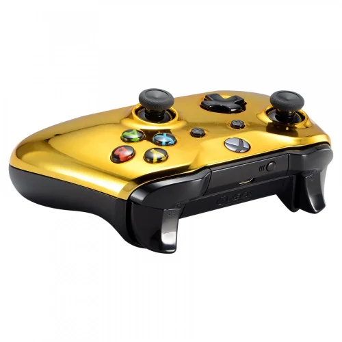 Vista 7 de eXtremeRate Chrome Gold Front Housing Shell Faceplate for Xbox One S & Xbox One X Controller - Controller NOT Included